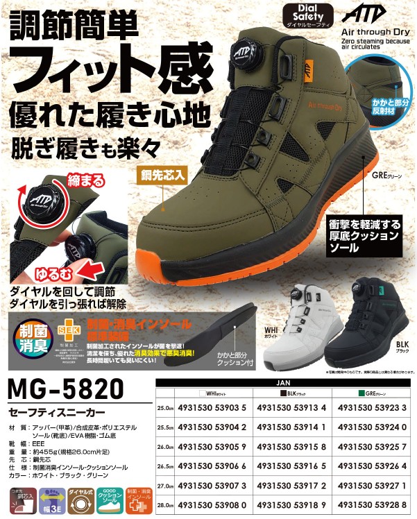 （株）喜多　ダイヤル式　セーフティスニーカーMG-5820