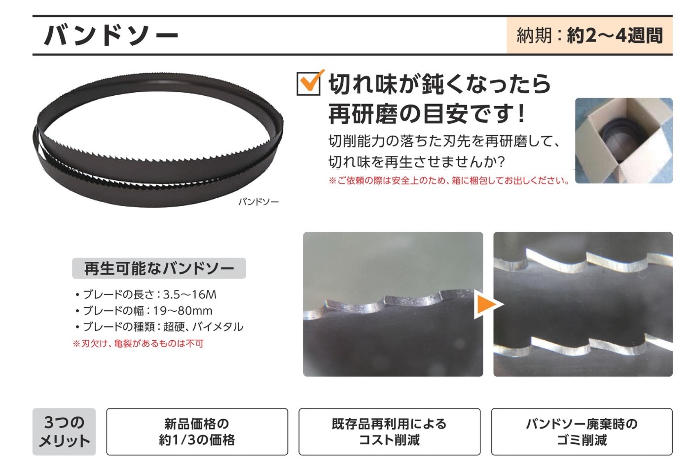 修理工房 直治郎 バンドソーの再研磨