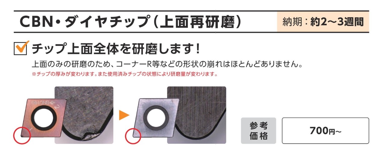 修理工房 直治郎 CBN・ダイヤチップの再研磨