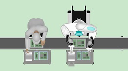 duAroの特長、人ひとり分の省スペースと広い協調動作範囲を実現している画像
