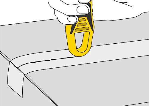 OLFA 替刃式カイコーン テープスリッター使用例