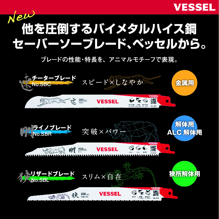 ベッセル セーバーソーブレード 他を圧倒するバイメタルハイス鋼