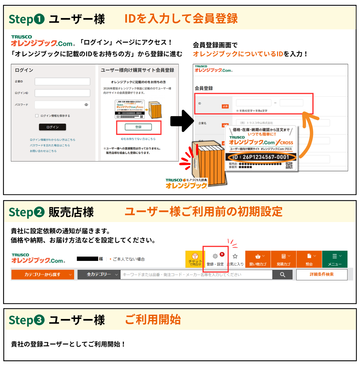 オレンジブック.Comクロス　登録設定手順